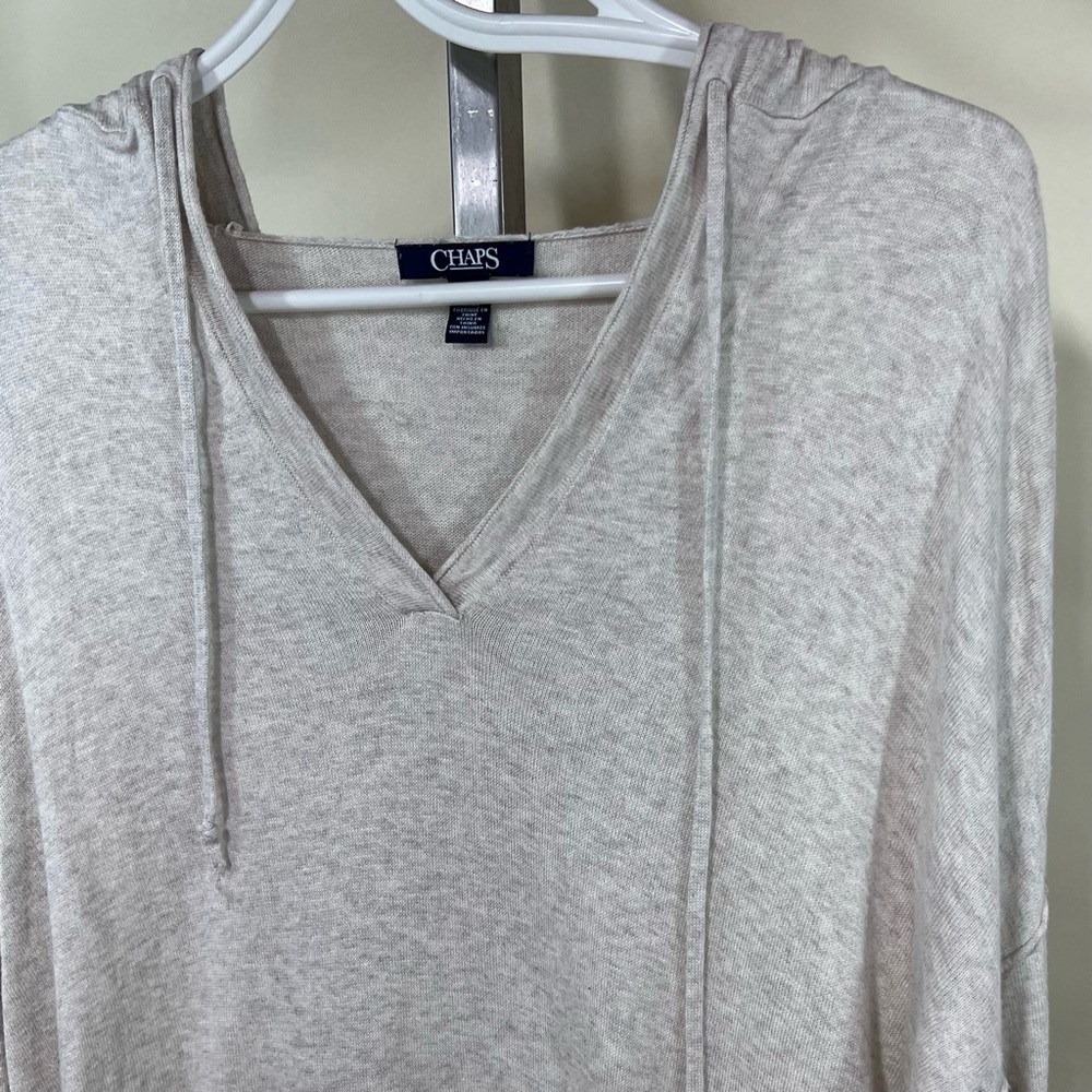 Chaps Women’s Small Grey Thin Knit Pull Over Hood… - image 3